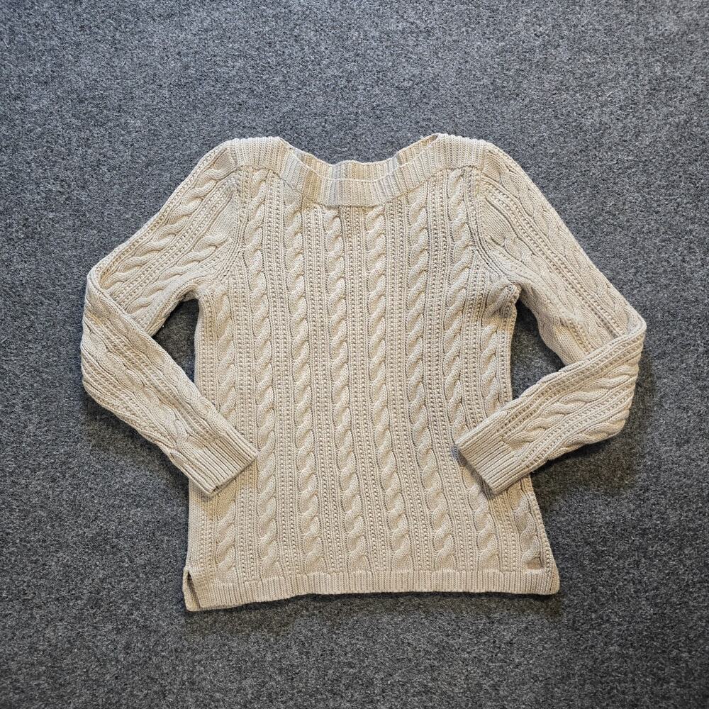 Vineyard Vines Sweater Womens Small Beige Cable Knit Fishermans Capsule Preppy